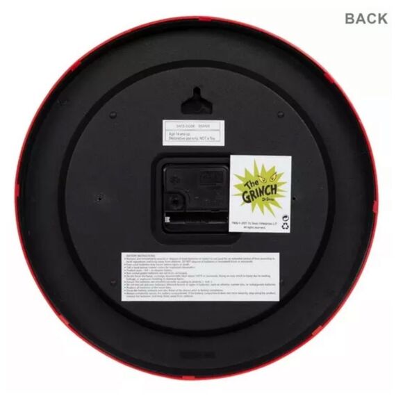 Grinch Hat Wall Clock Red and Green Wall Clock with Cartoon Characters - Picture 4 of 4